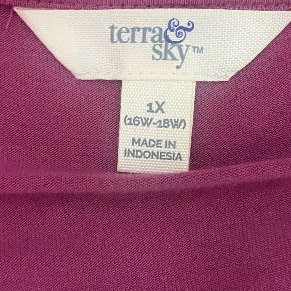 Terra & Sky Dress T-Shirt Knit Rose Casual with Pockets NWT Size 1X